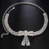Moda Rhinestone Bow Wisiorek Choker Naszyjnik dla Kobiet Akcesoria Ślubne Punk Gothic Kryształ Kołnierz Chokers Biżuteria Prezent