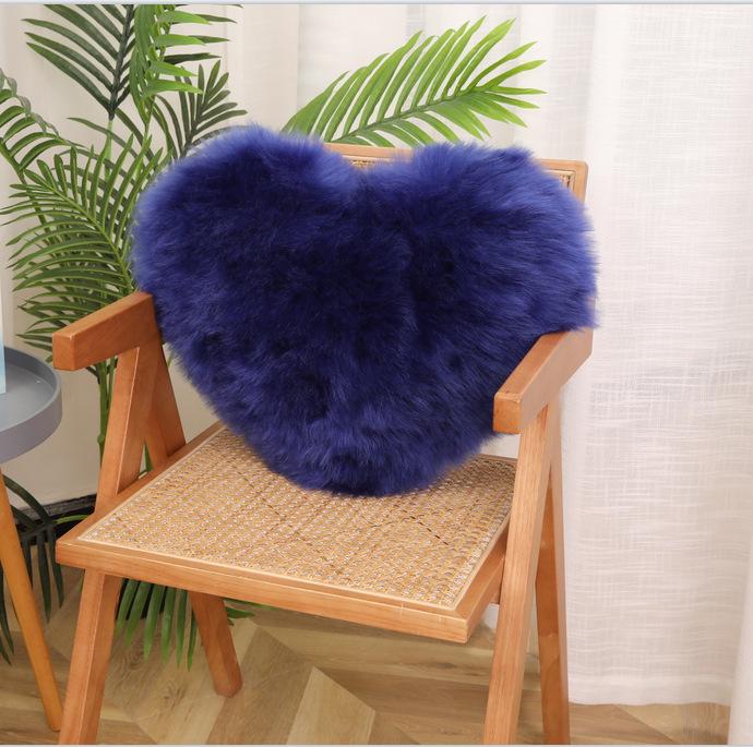 Heart-Shaped Imitation Wool Plush Cushion Pillow 