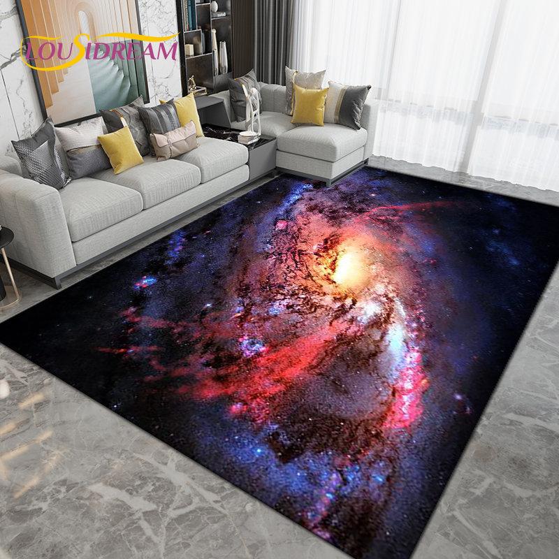 Galaxy Universe Space Stars Earth Area Rug Large,Carpet Rug for Living Room Bedroom Sofa Doormat Decoration,Non-slip Floor Mat