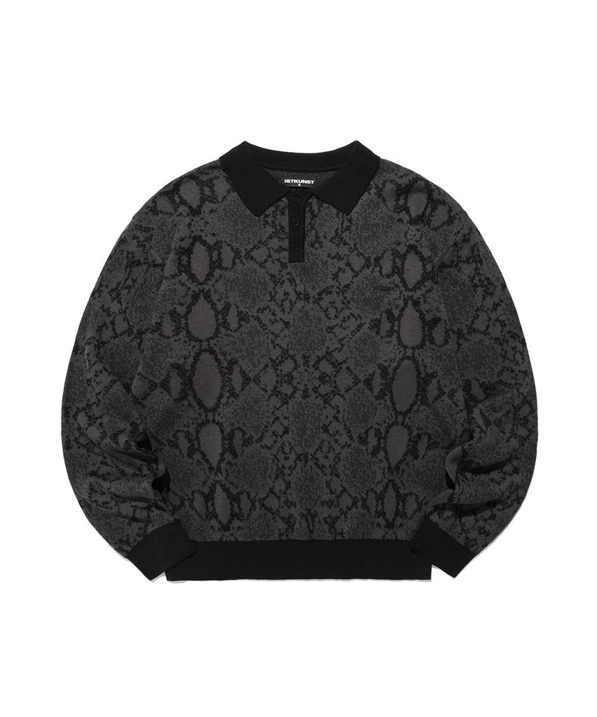 ISTKUNST Python Polo Knit_Black(Ik2Efmk640A)