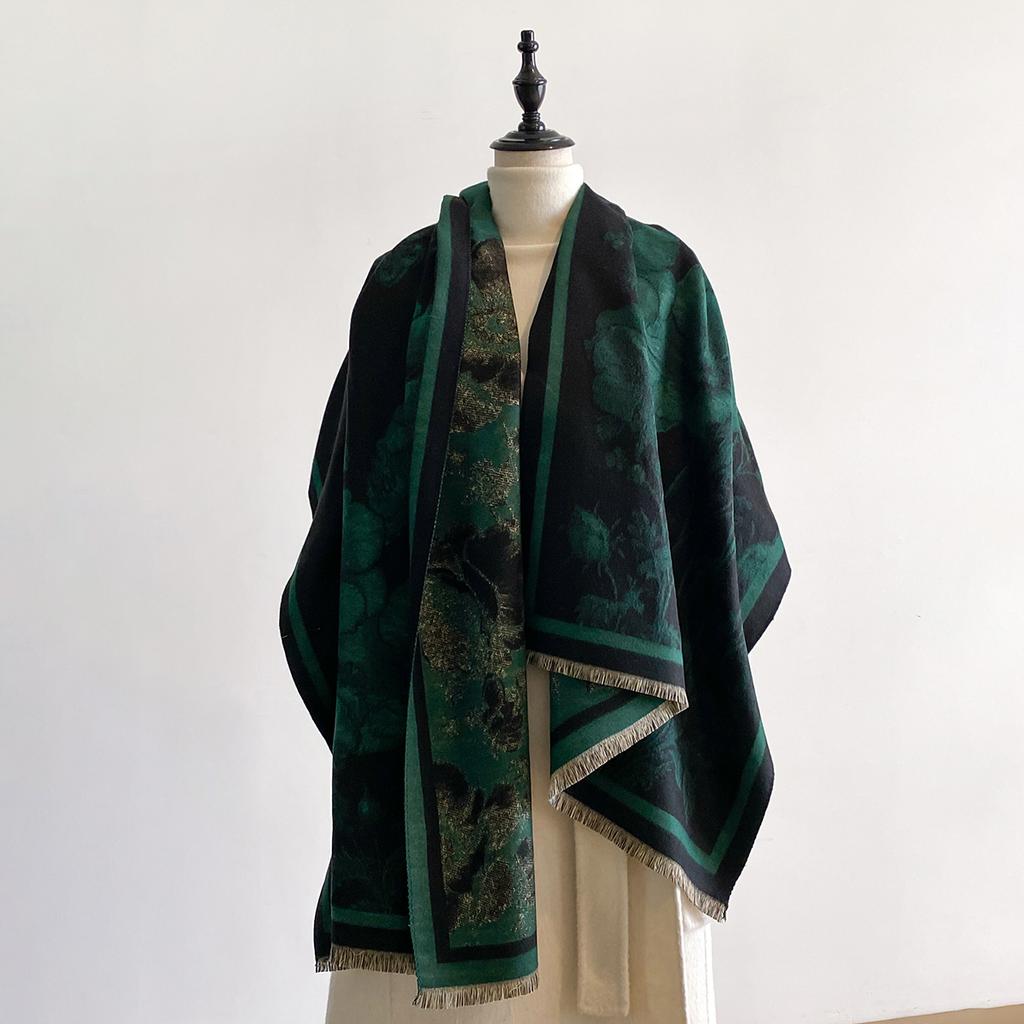 Luxury Winter Women's Imitation Cashmere Shawl Thick Warm Jacquard Scarf High Quality Two-Sided Pashmina Wrap for Ladies Brand