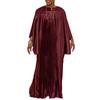 Women O Neck Batwing Sleeve Pleating Casual Long Oversized Dress Robes
