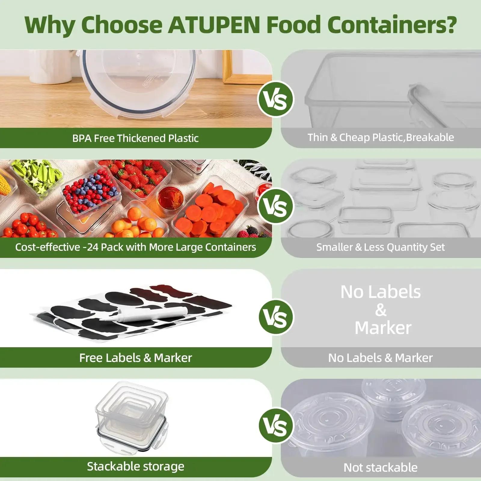 

50 Pcs Food Storage Containers with Lids, Plastic Containers Kitchen Organizers and Storage(24 Containers + 24 Lids) чистий