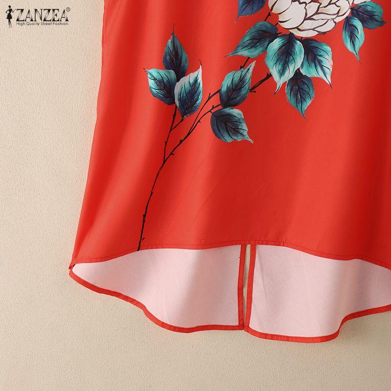 ZANZEA Women Casual Round Neck Floral Print Sleeveless Tank Tops