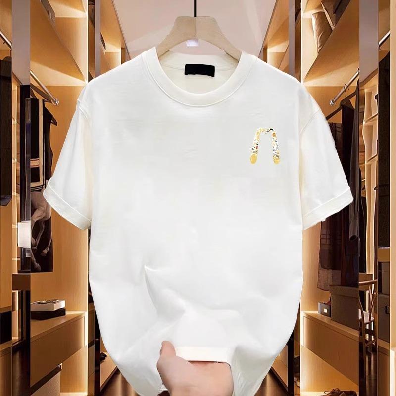 

Men s M-shaped Pattern Simple Pure Cotton Sports and Comfortable Round Neck Short Sleeved T-shirt S белый