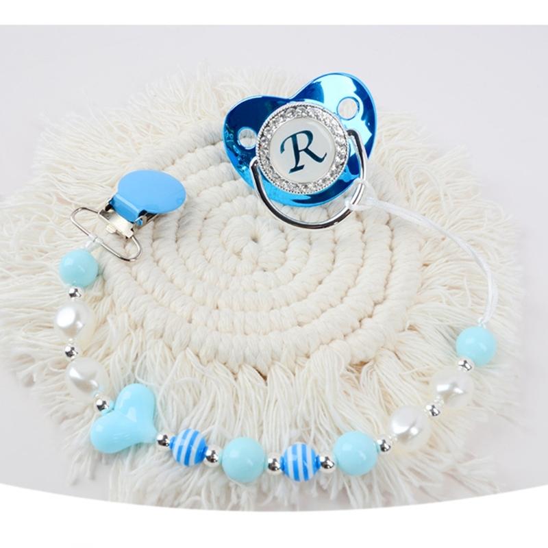 Colorful Crystal Bead Pacifier Chain Upgraded Anti-Drop Chain Round Clip Used for Newborn Girls Essentials- Baby Shower-