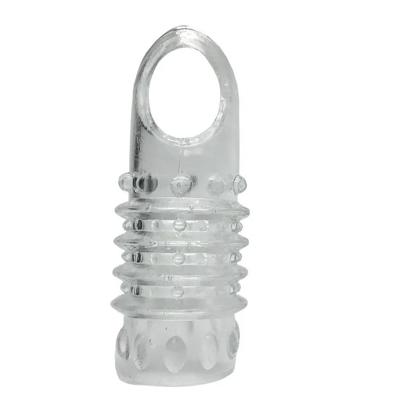 Silicone Reusable Penis Sleeve Flexible Glans Penis Enlarger Extender Delay Ejaculation Cock Ring Sleeve Adult Sex Toys For Men