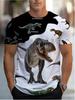 Plus Size Men'S Dinosaur Pattern Shirt - Athletic Short Sleeve Top with Realistic Dinosaur Prints, Vibrant Colors, And Scientific Names (T-Rex,