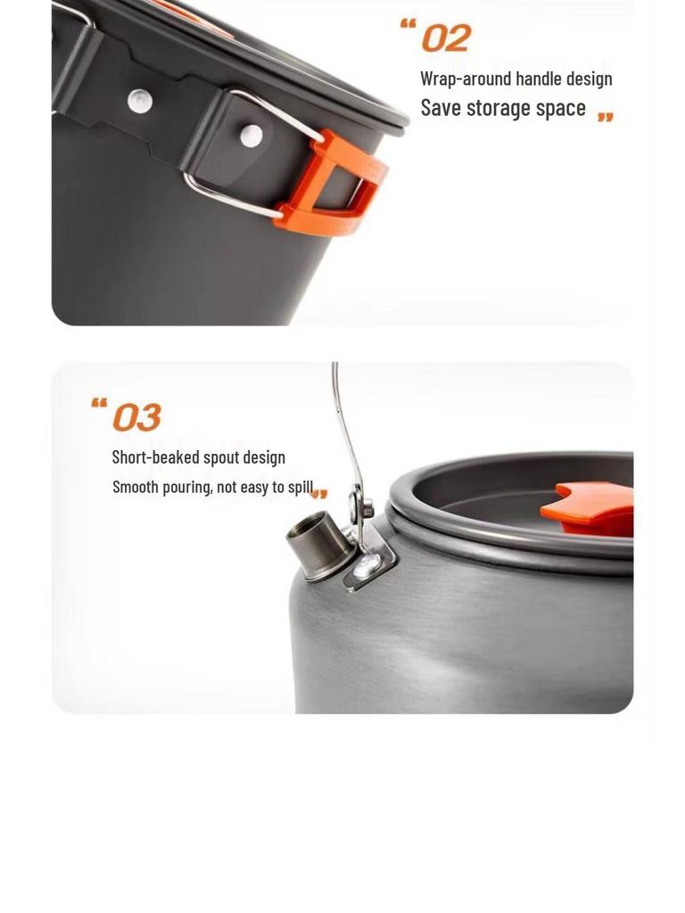 Portable Outdoor Camping Cookware & Kettle Set