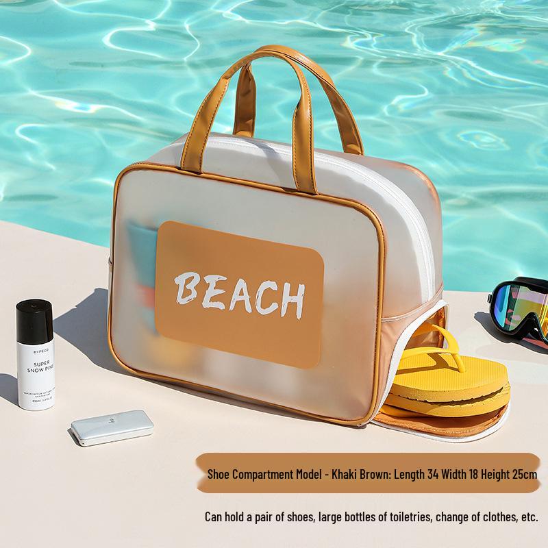 Transparent Waterproof Toiletry Bag - Large Capacity for Men, Wet/Dry Separation, Swimsuit Storage, Portable Travel Organizer