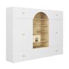 Wardrobe Set, Pet Cabinet, 270 x 50 x 200 cm, with Clothes Rail, Cat Climbing Wall and Cushion, for Bedroom, Living Room and Hallway, White+Wood Look