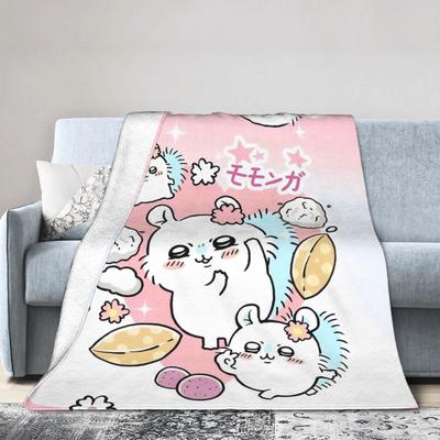 Cute Cartoon C-Chiikawa Momonga Blanket Flannel Summer Multi-function Thin Throw Blankets for Bedding Travel Bedding Throws