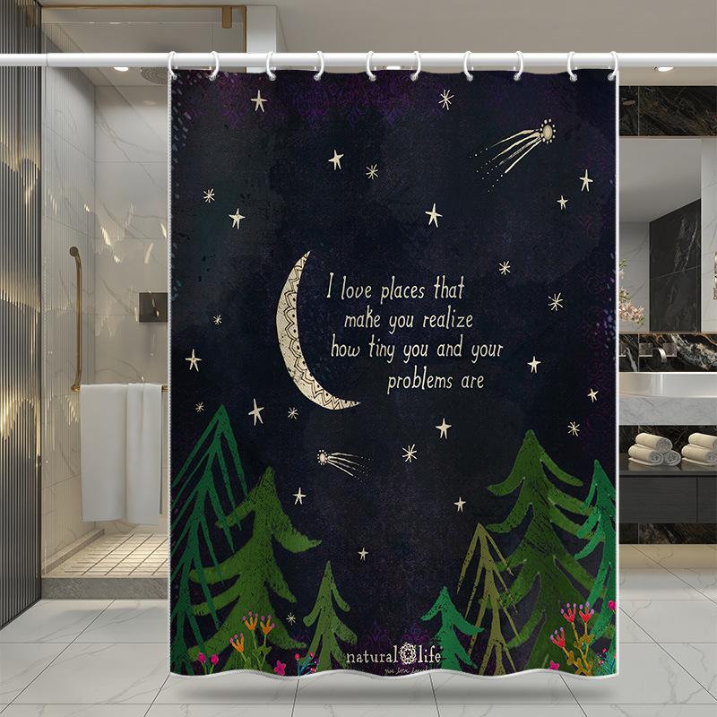 Bad Fortykket Vanntett Gardin Muggsikker dusjforheng Dusj Skillevegger Gardin Dusjgardin Baderomsgardin Fri perforering