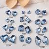 Elegant Blue Crystal Nail Art - Large & Irregular Rhinestone Accessories with Crooked Peach Hearts