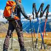 Foldable Outdoor Mountaineering Cane Hiking Off-Road Anti-Drop Portable Inner Lock Retractable Aluminum Alloy Professional Mountaineering Cane