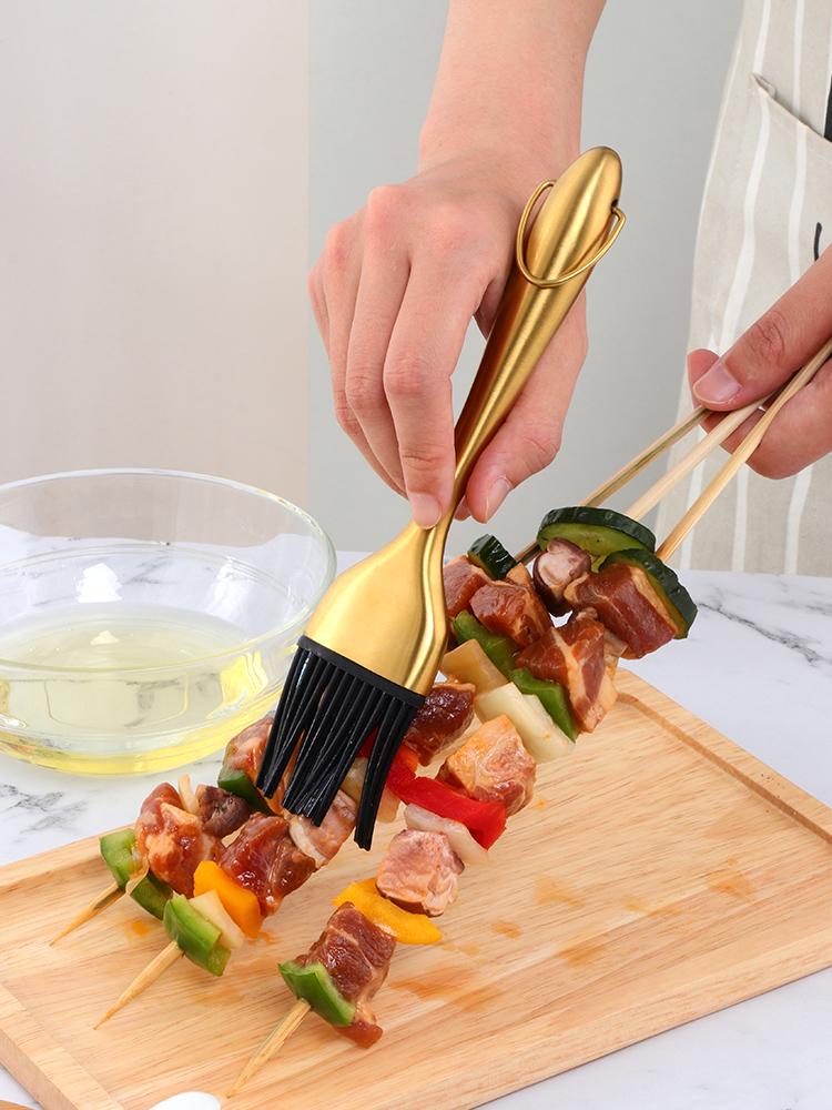 Stainless Steel Silicone Kitchen Oil Brush for Pancakes & BBQ – Shed-Free Design