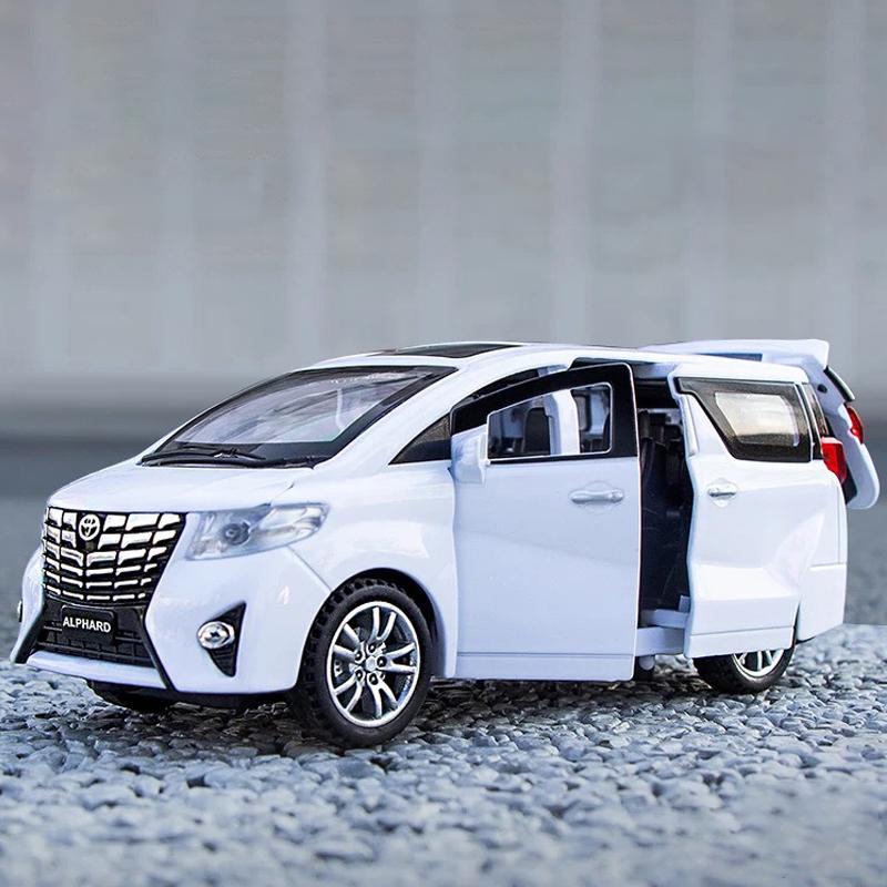 1:Model auta ze slitiny Toyota Alphard v měřítku 32, světelné a zvukové efekty tlakově lité autíčka pro chlapce Dárek k narozeninám Dětské hračky Kolekce aut