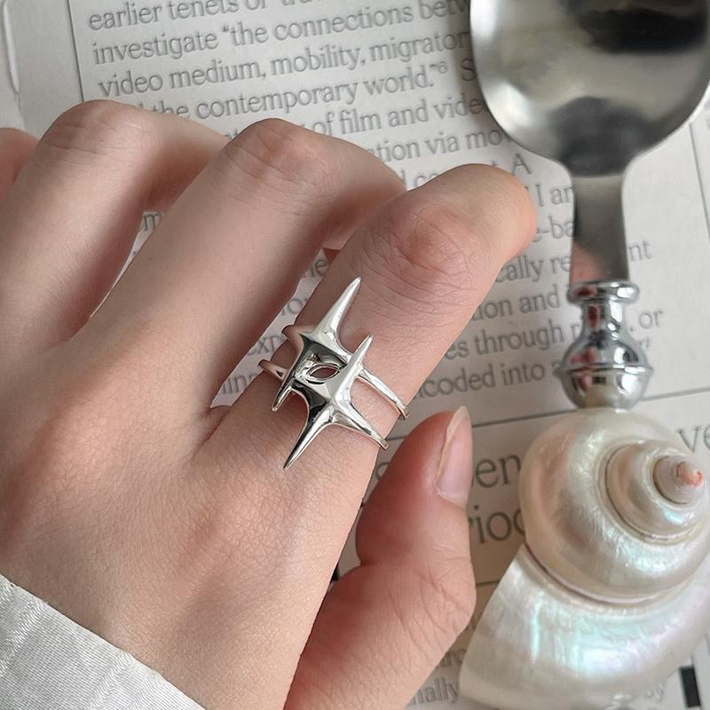 Retro Fashion Cross Star Adjustable Ring Suitable For Men And Women Hip Hop Punk Minimalist Party Jewelry Gifts