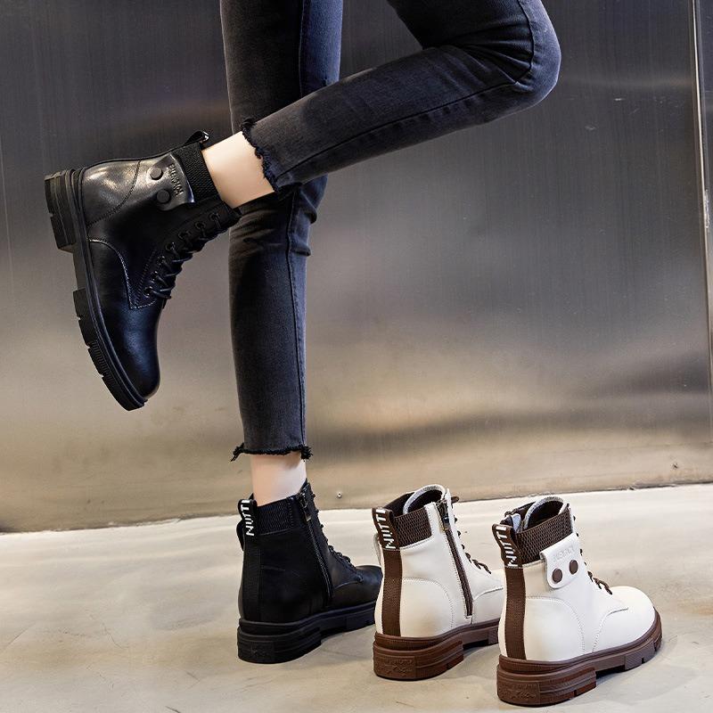Leather Martin Boots Women's New Autumn and Winter Versatile Women's Boots Thick-soled Women's Short Medium Boots Children