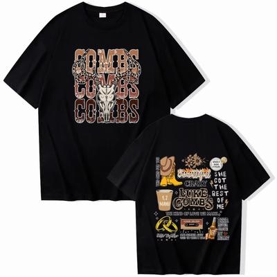 Western Luke Combs Country Music T-Shirts Man Woman Harajuku O-Neck Short Sleeve Anime Shirts Fans Gift Oversize Cotton Tops