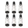 Uxcell 6-Piece 3-Pin XLR Male Connector Microphone Audio Cable Plug Socket Accessory for Mixer Power Amplifier Silver