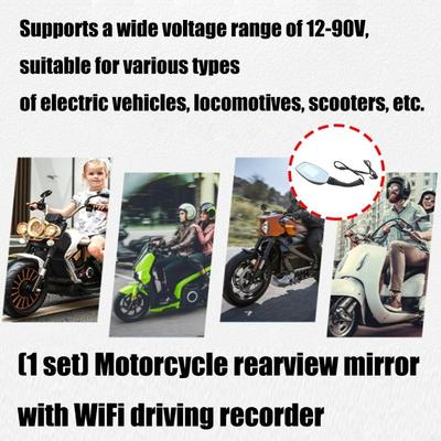 28GC 1080P Motorbike Driving Video Recorder Camera Waterproof Rearview Mirror Camera Support Front & Rear Recording