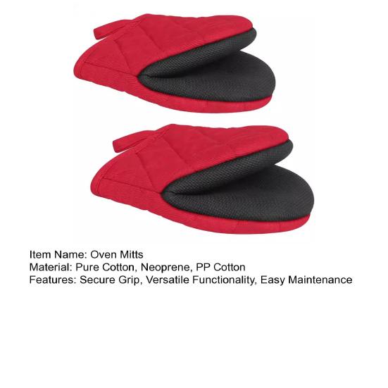 2Pcs Heat Resistant Oven Mitts with Hanging Loop Non-Slip Grip Baking