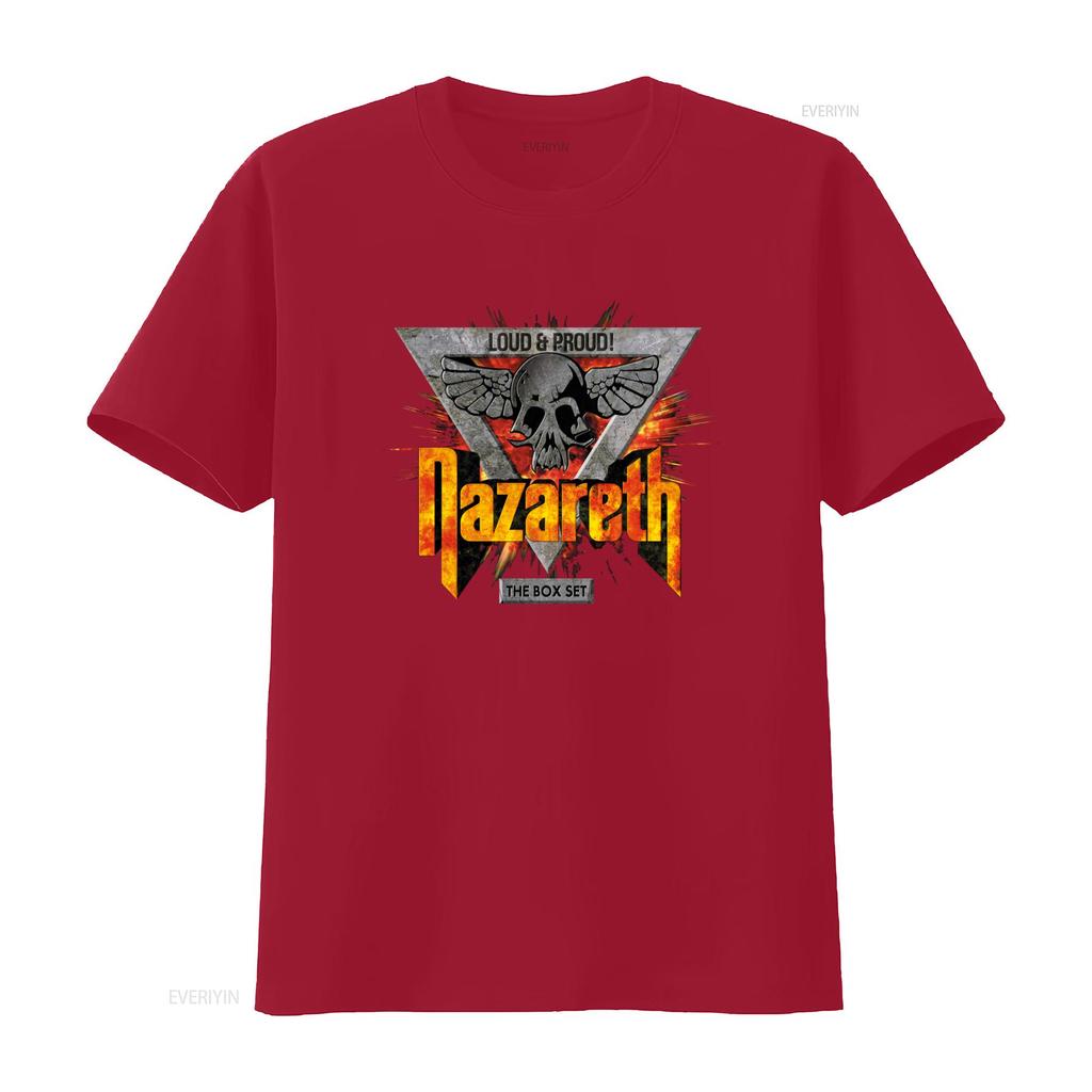 Nazareth Laut Stolz Album Logo T-Shirt Rockband Design für Männer Cool Totenkopf Flügel Druck vintage Gewaschen Designer Kleidung Grafik