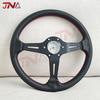 14inch 350mm Aluminum Spoke Perforated Leather Auto Racing Steering Wheel Deep Corn Drifting Sport Steering Wheel Red Line