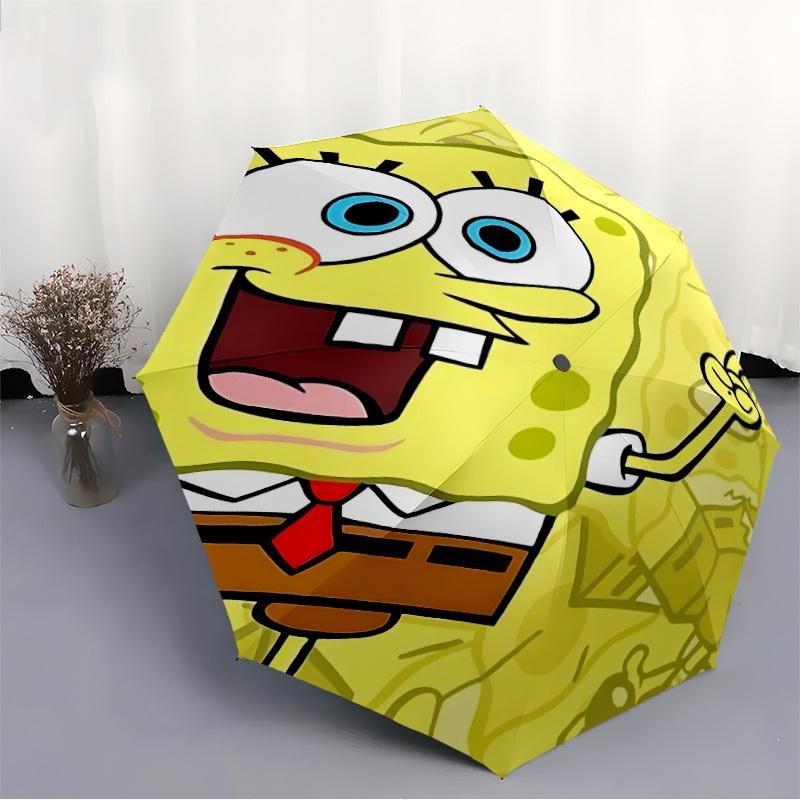 1 ks Spongebob Automatický Otevírací/Zavírací Skládací Deštník, Větruodolná Konstrukce s 8 Žebry, Lehký Cestovní Deštník pro Ženy/Muže, Ideální Dárek 0902053