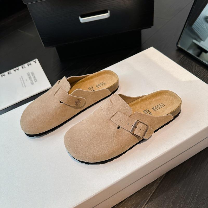 2025 BK Genuine Leather Birkenstock Slip-on Closed Toe Unisex Shoes with New Cork Thick Sole - Casual Outdoor Half Slippers