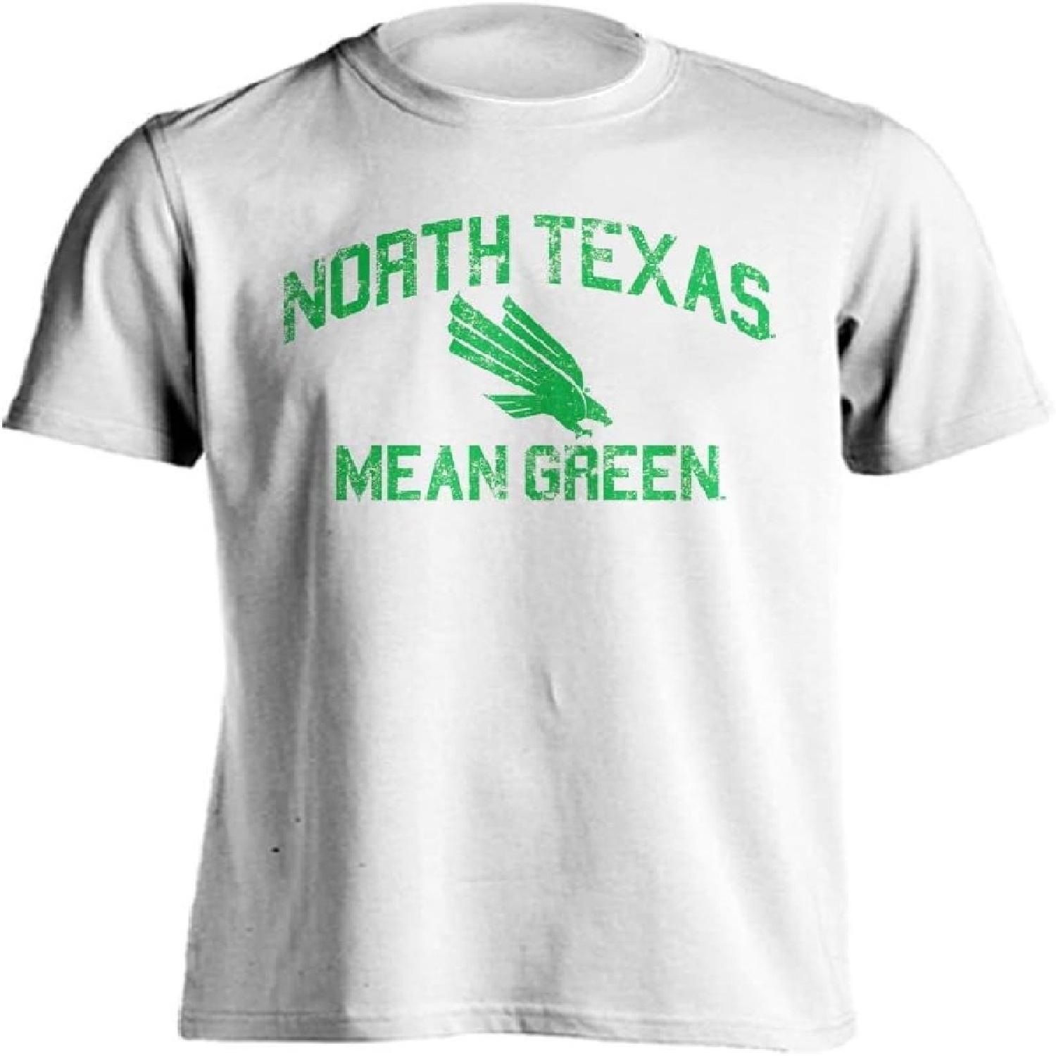 North Texas Mean Green Retro Distressed Short Sleeve T-Shirt (White, 2XL) XXXXXL белый