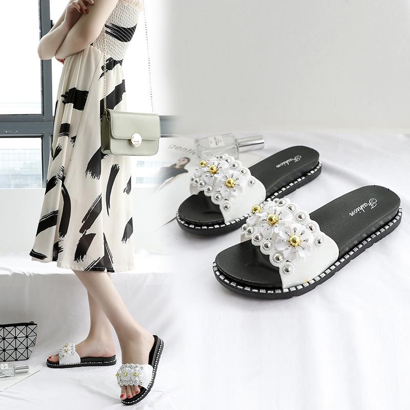 Novo verão sandálias femininas para uso exterior moda all-match sandálias de lantejoulas plataforma sandálias chinelos de praia