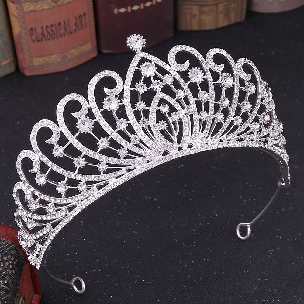 New popular wedding tiara crown luxury baroque rhinestone alloy