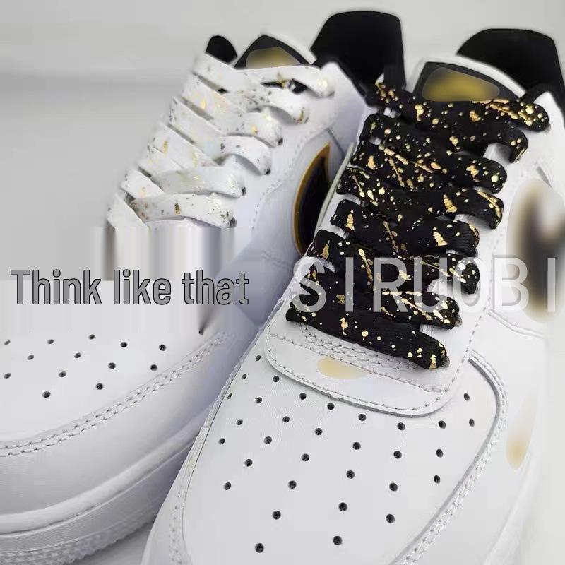 Black and White Splatter Ink Shoelaces for AF1, Dunk, Skate, and Casual Shoes