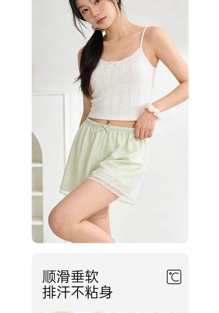 Ice silk loose safety pants for women, anti glare and can be worn outside. Summer thin home base shorts without rolled edges