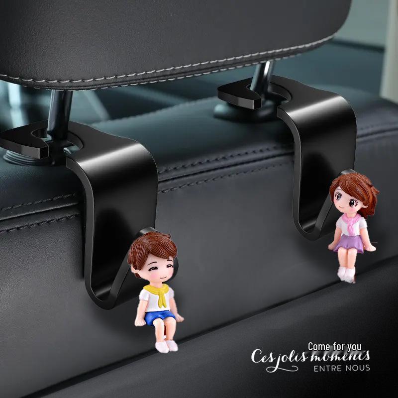 Cute 3D Cartoon Car Seat Back Hooks - Couple Collection