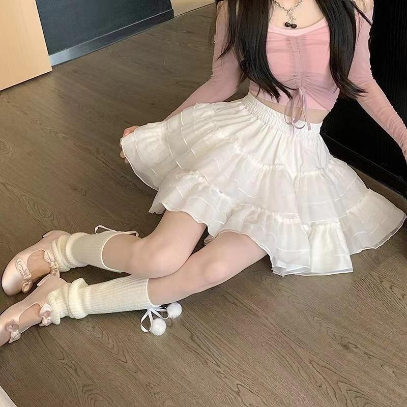 Plus Size Plus Size Women's Lace Cake A- Skirt Summer 2New Style High-Waisted Mesh Skirt Puffy Skirt For Plus Size Girls