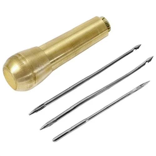 Leather Sewing Kit DIY Leather Sewing Awl Needle with Copper Handle Set Leather Canvas Tent Shoes Repairing Tool Nylon Thread