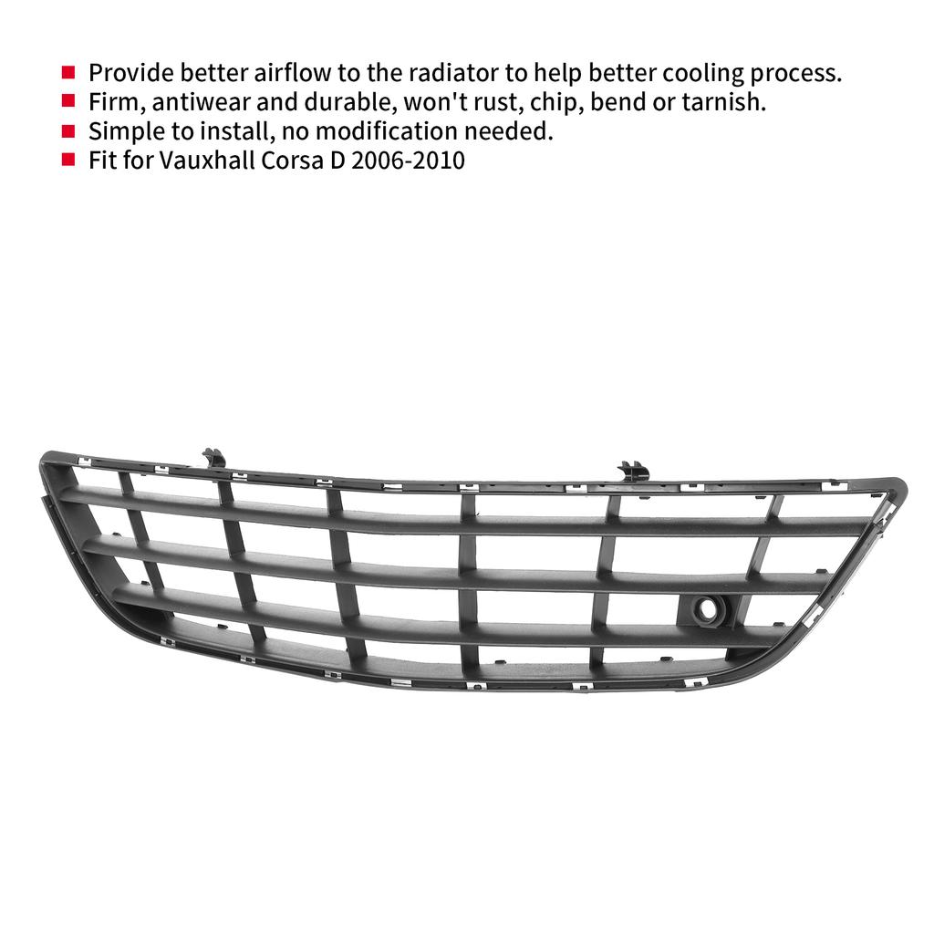 Front Lower Centre Bumper Grille 6400639 Replacement Fit for Vauxhall Corsa D 2006-2010