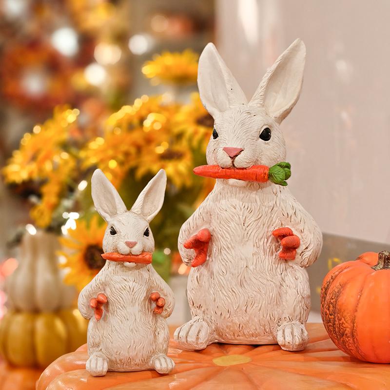 Garden Bunny Sculpture Resin Animal Craft for Outdoor Garden and Courtyard Entrance Decoration
