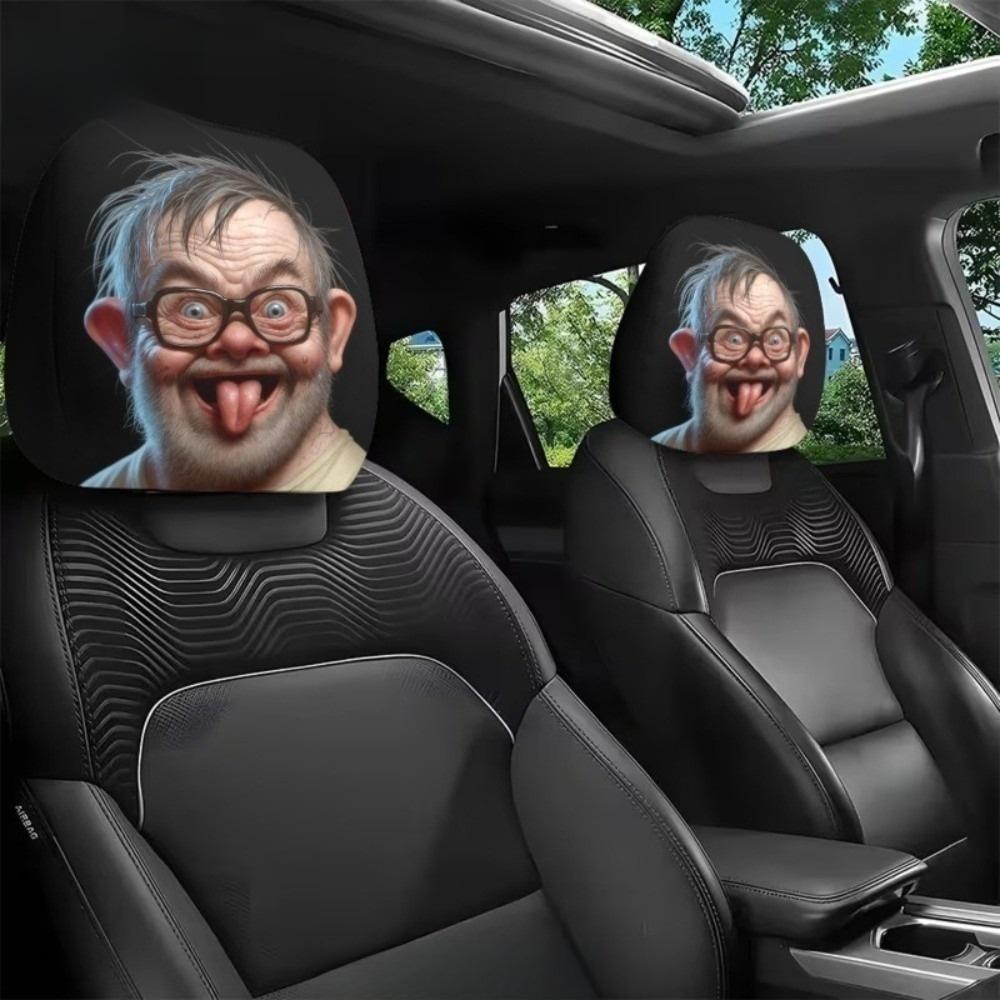 2PCS 2 Pcs Set Car Seat Headrest Protector 2D Printed Auto Head Rest Cover Car Interior Decoration