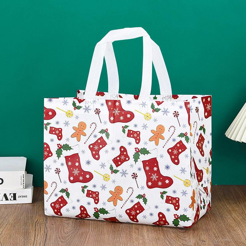 1pc Merry Christmas Gifts Bags Santa Elk Non-woven Candy Gift Packaging Tote Bag Xmas New Year Party Decor Noel Shopping Pouch