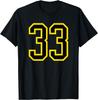 Number 33 Yellow Black Graphic Tee T-shirt