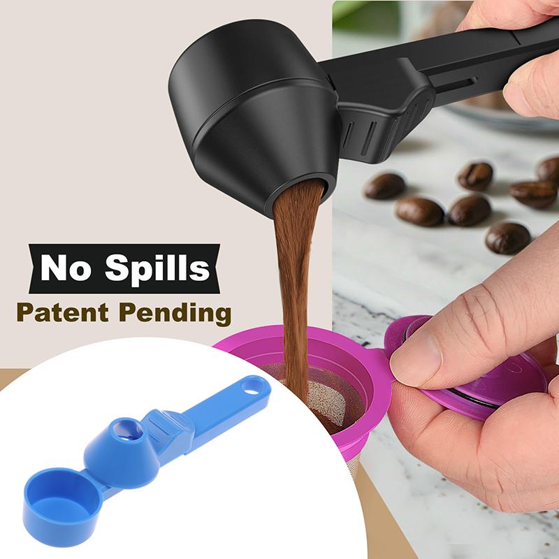 1 Pcs Coffee Scoop With Funnel For Reusable K-Cup Coffee Pot 2 Tablespoon Capacity Coffee Measuring Spoon Kitchen Accessories