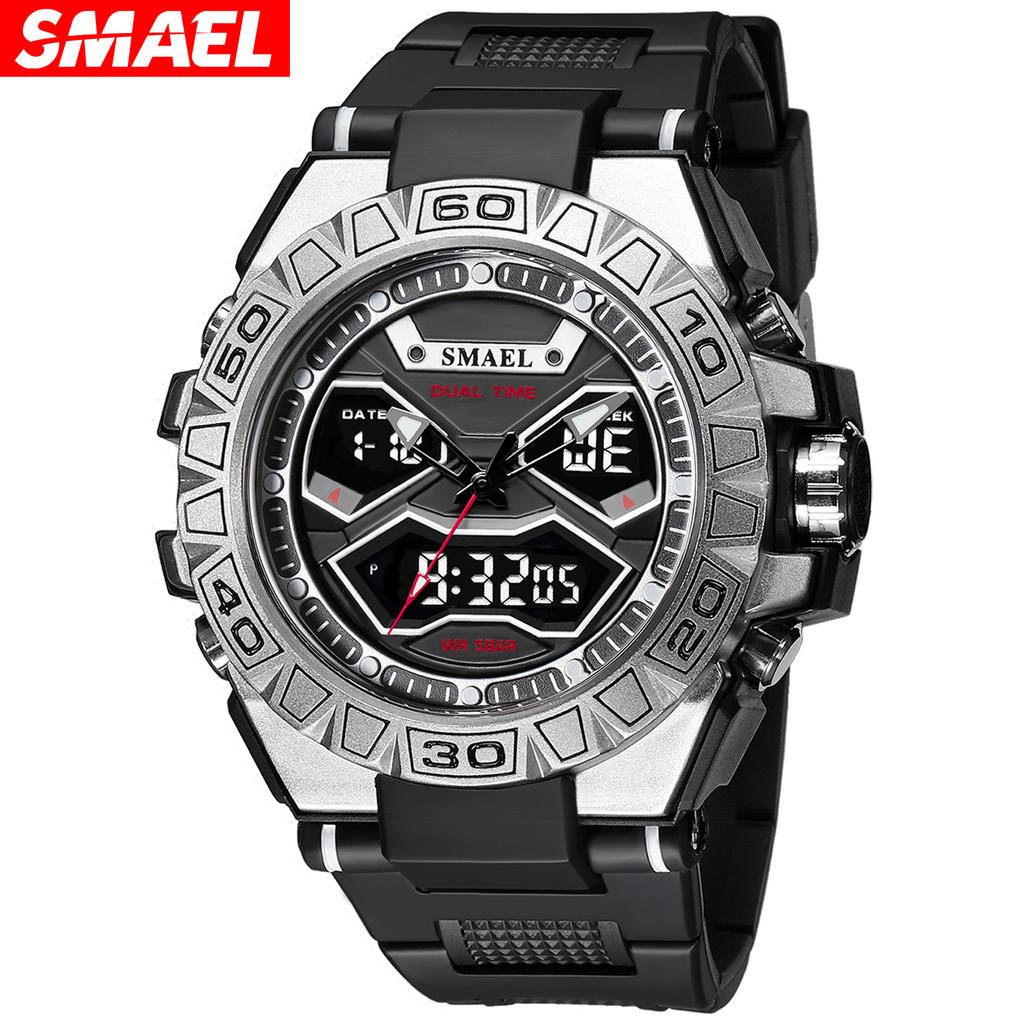 SMAEL Trend Personality Function Watch Male Student Alloy Double Display Waterproof Luminous Quartz Watch