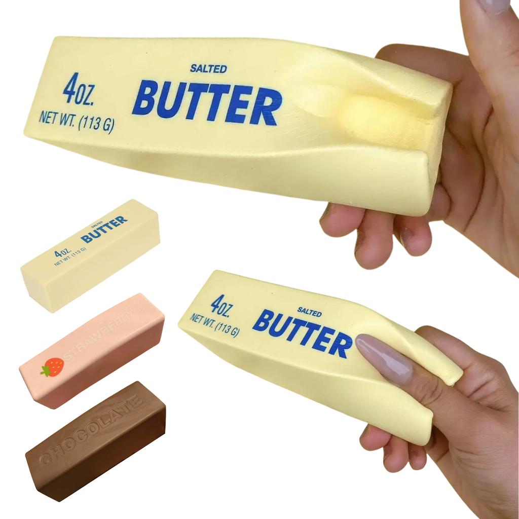 Soft Slow Rebound Butter Stick Squeezing Toy Realistic Butter Stick Stress-Relief Decompression Fidget Toy Desktop Ornament Gift