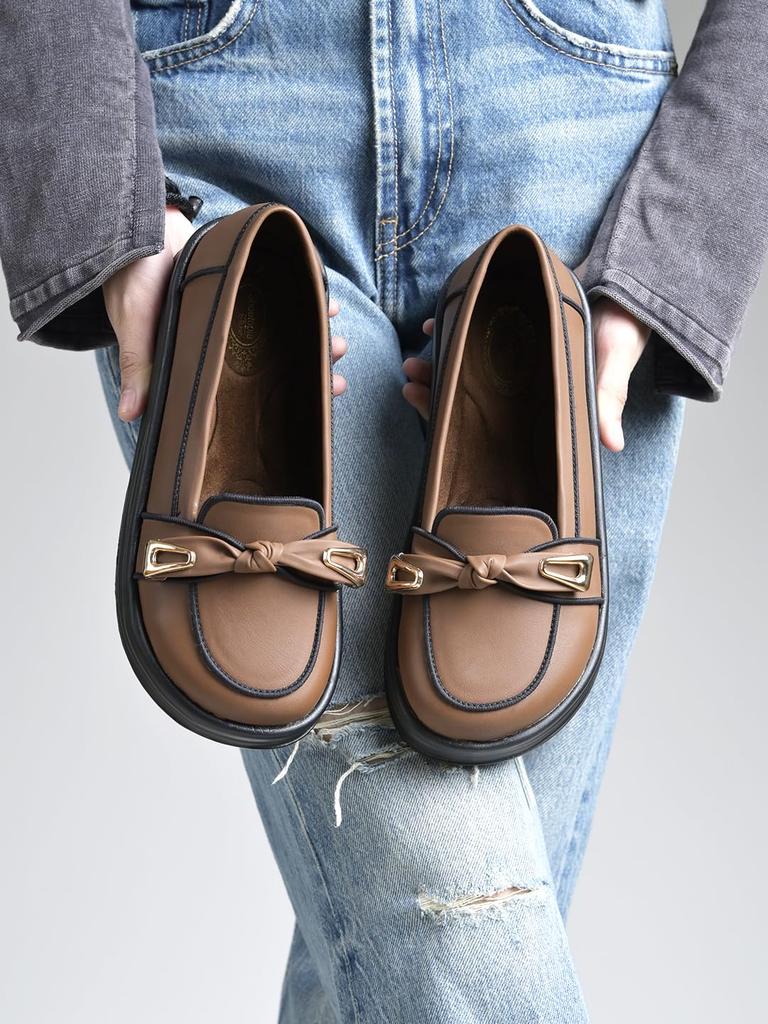 Shoetopia Womens Platform Loafers || Stylish Slip-On Casual Shoes with Metal Detail || Comfortable Everyday Footwear Flats