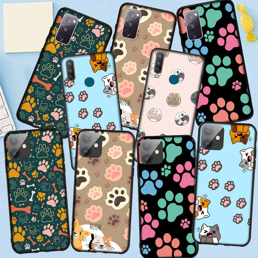 Phone Case for iPhone 17 16 15 Plus X XR 16E Huawei P30 P20 Lite Redmi Note 14 12 11 13 Pro Max OPPO A60 A80 A40 A18 A38 A54 Cartoon Dog Paw Cat Cover