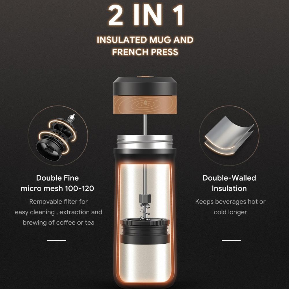Stainless Steel Portable Coffee Pot Double Wall Insulated Travel Mug Camping Coffee Maker Camping